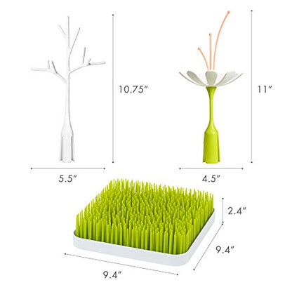 Boon Grass Countertop Drying Rack Bundle - Includes Grass, Stem, and Twig - Capacity for 4 Baby Bottles and Baby Accessories - Baby Bottle-Feeding Supplies - 9.5 x 9.5 x 3
