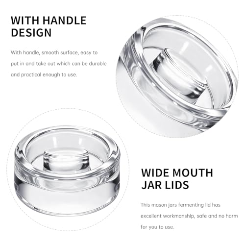 2Pcs Fermentation Glass Weights for Wide Mouth Jars - Pickle Bottles with Sealing Lids for Efficient Fermenting - Durable, Transparent Fermenting Lids and Weights for Sauerkraut (E Elliptical) - size: E Elliptical