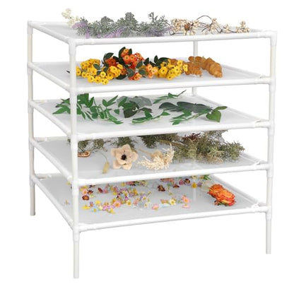 Colingmill 5 Layer Herb Drying Rack Drying Net Dryer Stand 23.6 x 23.6 Inch Herb Dryer Storage Rack for Fresh Herbs Flowers Tea Fruits Vegetables Plant Pasta Dry Laundry Clothes Specimens