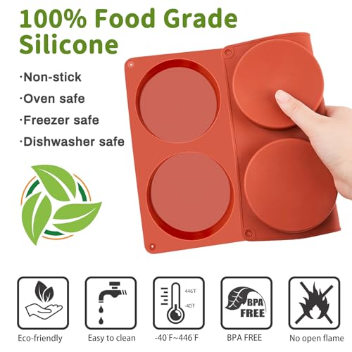 JOERSH 2-PK Silicone Egg Mold for Breakfast Sandwiches 4 Inch Round Muffin Top/Egg Pan, Oven Baking Silicone Molds for Hamburger Buns, English Muffins, Pancakes, Eggs Patty Bites - color: Regular, 6 Cups