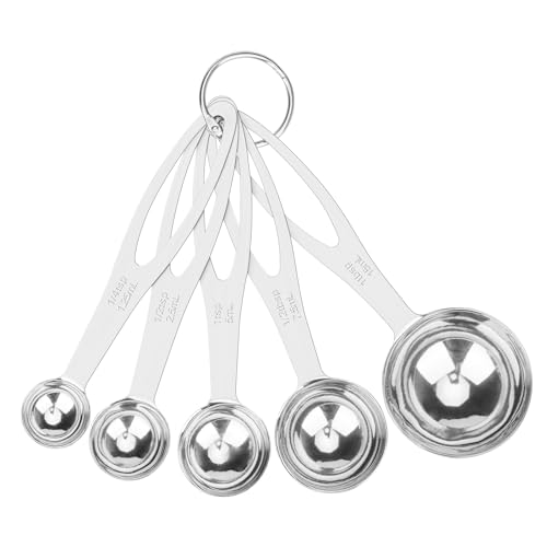 5pcs Measuring Spoon Set, Heavy Duty Stainless Steel Measuring Spoons for Cooking Baking, Tablespoon Teaspoon for Dry or Liquid Ingredients, Fits in Spice Jar, 1/4 1/2 1 tsp, 1/2 1 tbsp - size: 5pcs