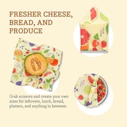 Bee's Wrap Beeswax Wraps for Food - Cut to Size 14x52" Beeswax Wrap Roll - Plastic Free Made in USA Reusable Natural Food Wrap - Fresh Fruit - style: Fresh Fruit