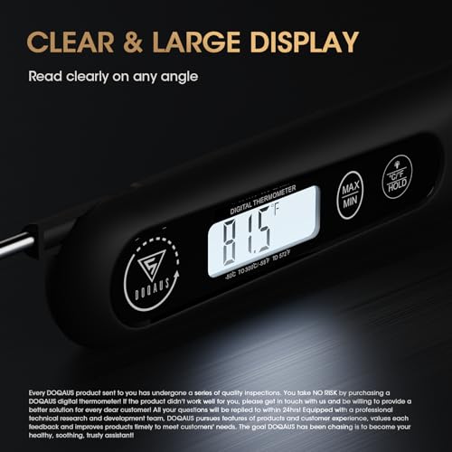 DOQAUS Meat Thermometer Digital for Cooking, Waterproof Instant Read Food Thermometer with 2S Response, Backlight LCD, Foldable Probe for BBQ Smoker Turkey Candy Oil Fry | Waterproof Backlight LCD, Foldable Probe for BBQ Smoker Turkey Candy Oil Fry