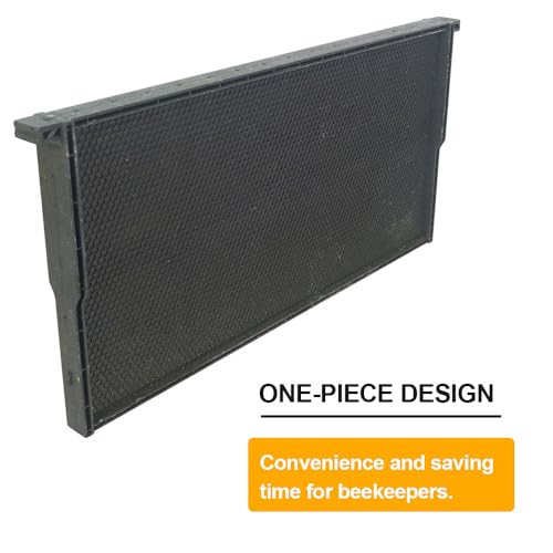 10 Pack Plastic Beekeeping Frames with Beeswax-Coated Foundation, All-in-One Deep Beehive Frames for Langstroth Hive Brood Boxes, for Backyard or Apiary Commercial Beekeepers, Black, 9-1/8 Inches - size: 10 Pack