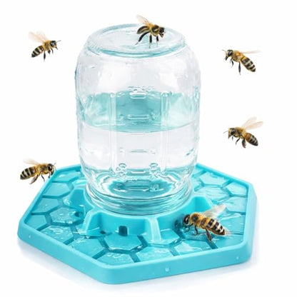 Bee Feeder for Mason Jar Made of Silicone - Bee Watering Station for Garden Compatible with Regular Mouth Mason Jars - color: Teal
