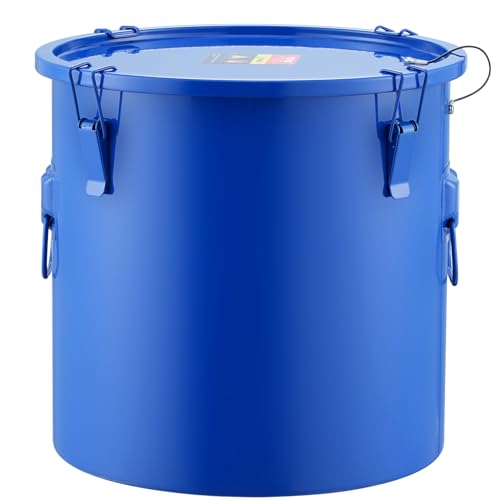 VEVOR Fryer Grease Bucket, 10 Gal Oil Disposal Caddy Carbon Steel Fryer Oil Bucket with Rust-Proof Coating, Oil Transport Container with Lid, Lock Clips, Filter Bag for Hot Cooking Oil Filtering, Blue - color: Blue, size: 10 Gallon