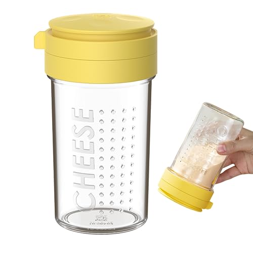 12-Ounce Glass Parmesan Cheese Shaker with Airtight Lid - Anti-Clogging Dispenser for Grated Cheese, Sugar, Matcha & Spices