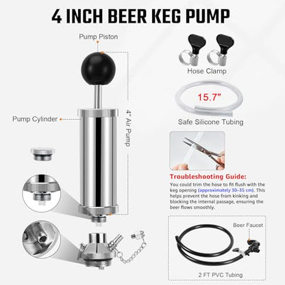 128oz Mini Keg Growler Tap System, 3.6L Mini Keg Pump Beer Tap Draft Beer Dispenser System Growler Beer Keg Party Hand Pump for Homebrew Craft Beer, Camping, Picnics