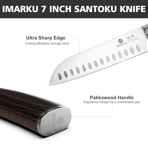 imarku 3 Pieces Knife Set, Japanese High Carbon Stainless Steel Chef Knife Set, Professional Chef Knives with Ergonomic Pakkawood Handle, Ultra Sharp Cooking Knives for Kitchen & Home Cooking - color: Red Brown