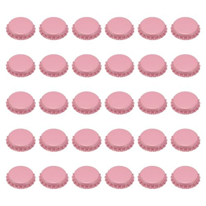 uxcell 60 Pcs Oxygen Absorbing Beer Bottle Caps, 32mm Pry Off Bulk Crown Caps Bottle Toppers for Soda Beer Wine Glass Bottles Home Brewing DIY Pendants or Craft Scrapbooks, Pink - color: Pink