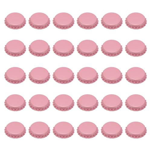uxcell 60 Pcs Oxygen Absorbing Beer Bottle Caps, 32mm Pry Off Bulk Crown Caps Bottle Toppers for Soda Beer Wine Glass Bottles Home Brewing DIY Pendants or Craft Scrapbooks, Pink - color: Pink