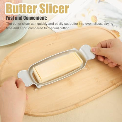 Cheese Butter Slicer, Stainless Steel Cheese Cutter Ergonomic Wires Butter Cutter Single Stick Even Slicer for Portion Control Kitchen Food Tool with Butter Spatula for Butter Block (Silver) - style: Butter Slicer+Butter Spatula