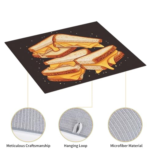 Cheese Sandwiches Dish Drying Mat for Kitchen Counter Absorbent Microfiber Dish Drying Pad 18x16 Inch Large Dishes Drainer Mats for Kitchen Countertops Sinks Draining Racks