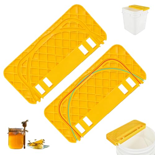 HIMO 2 Pcs Yellow Honey Uncapping Tank Holder, Food Grade Plastic Beekeeping Tool, Suitable for 5-Gallon Square and Round Buckets, Large Capacity Design for Honey Wax Drip Filtration - color: Yellow-2pcs