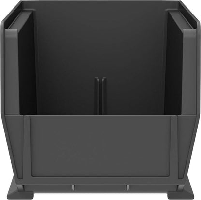 Akro-Mils 30234 AkroBins Plastic Storage Bins, Space-Saving Stackable Bins for Garage, Pantry, Craft Organization, 15" x 5" x 5", Black, 12-Pack - color: Black