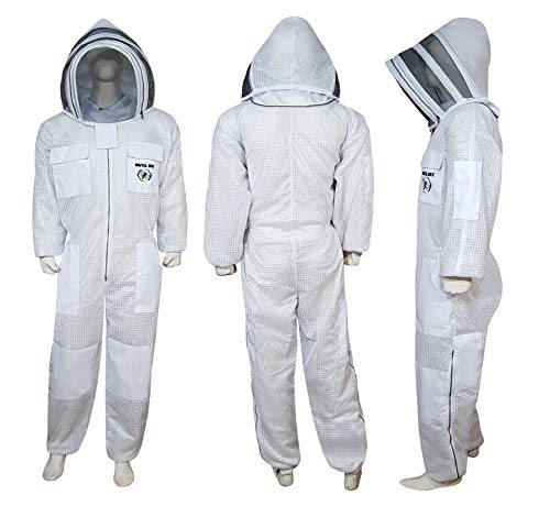 Brutul Bee 3 Layer Beekeeping Ultralight Ventilated Suit with Fencing Veil - color: White, size: 4X-Large