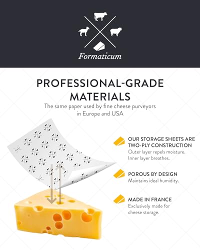 Formaticum Cheese Storage Kit - Cheese Storage Bags, Cheese Storage Paper and Cheese Log Pocket Journal - Cheese Paper for Wrapping Cheese - Porous Brown Paper Bags - size: 15-Pack-Sheets + Cheese Log