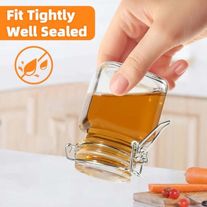 SKOCHE Spice Jars 20 Pack Small 4 oz Glass Jars with Airtight Hinged Lids, Spice Herb Jars with Labels and Silicone Funnels, 4oz Glass Jars with Lids Ideal for Spice Herbs - size: Small