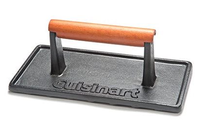 Cuisinart Cast Iron Grill Press with Wooden Handle, Heavy Duty Nonstick Rectangle Burger Press with Wood Handle, Perfect Grill Accessory for Steak, Bacon, Paninis and More - size: Weighs 2.1-pounds