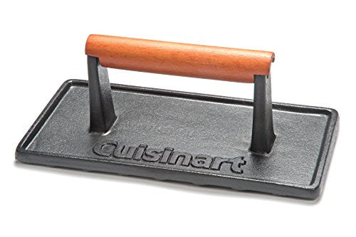 Cuisinart Cast Iron Grill Press with Wooden Handle,Heavy Duty Nonstick Rectangle Burger Press with Wood Handle,Perfect Grill Accessory for Steak,Bacon,Paninis and More,(Pack of 8) - size: Weighs 2.1-pounds (Pack of 8)