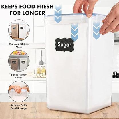 WHITE FEATHER SUPPLIES 2 PC [7 Qt / 6.5L / 220 Oz] Large Food Storage Containers with Lids Airtight - BPA Free Clear Plastic Kitchen and Pantry Storage Containers for Cereal, Flour, Sugar, Rice - color: Clear - 2 Pack