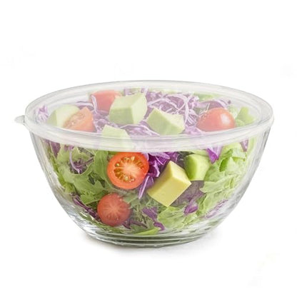 5 Quart Deep Big Glass Bowl with Lid,10 Inch Large Glass Mixing Bowl for Sourdough Bread Kitchen Salad Bread Storage, For Prepping, Marinating & Brining Kimch (clear) - color: Clear