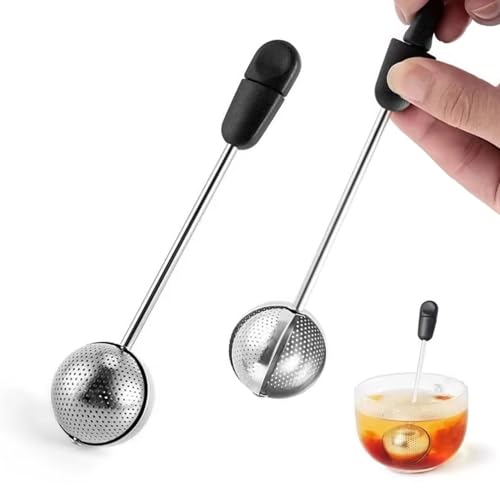 2pack Tea Ball, tea infuser for loose leaf tea, tea strainers for loose tea, stainless steel tea strainer, loose leaf tea steeper, easy clean, tea fine mesh strainer reusable-A (Black) - color: Black