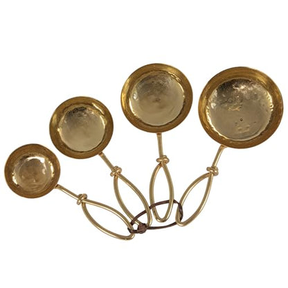 Creative Co-Op Set of 4 Hammered Stainless Steel Scoops, Gold Finish - color: Brass