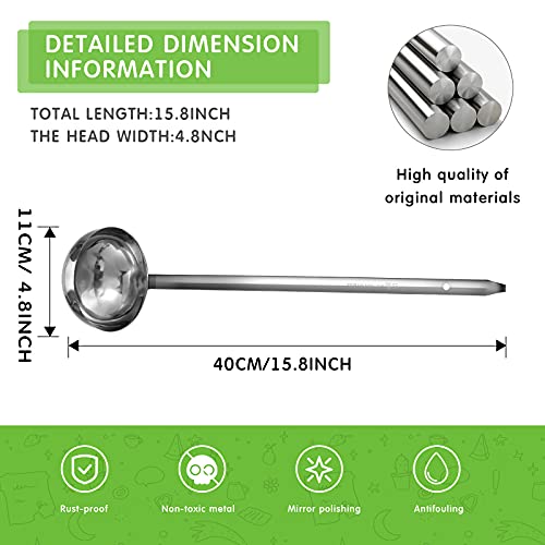 meekoo Stainless Steel Ladle Soup Handle Ladle with Pouring Rim for Kitchen Cooking Soup Sauce - size: 10 oz