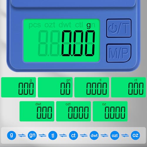 1000g/0.1g Pocket Gram Scale, Diyife High Precision Digital Kitchen Scale, LCD Display, 7 Units with Tare Function, Suit for Jewelry, Powder, Ounces, Blue - color: Blue