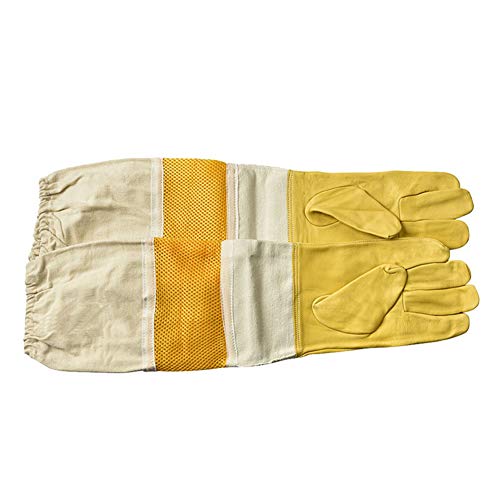 DZXZY Professional Beekeeping Gloves Hornets Premium Goatskin Leather Beekeeing Supplies with Long Canvas Protective Vented Sleeves & Elastic Cuffs.L Large - size: Large (Pack of 1)