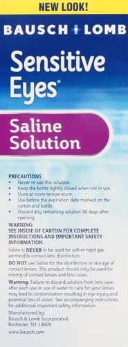 Sensitive Eyes Saline Solution from Bausch & Lomb, for Soft Contact & Gas Permeable Lenses, Saline Solution with Potassium, 12 Fl Oz (355 mL)
