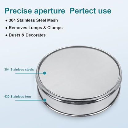 304 Stainless Steel Mesh Lab Sieve, 70 Mesh(0.25mm) Aperture Test Sieve, 7.9Inch(20cm) Diameter Economy Standard Analysis Sample Test Sieves for Industrial Laboratory Homes - size: 70Mesh(0.25mm)/Ф7.9in