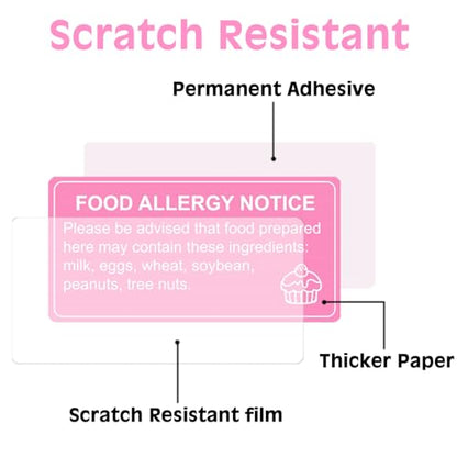 500 Pcs Food Allergy Stickers, 1x2 Inch Labels for Bakery, Cookie, Kitchen