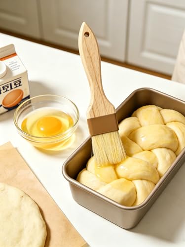 Pastry Brush,Basting Brush 2 in-Natural Boar Bristle Basting Brush for Cooking,Food Grade Brushes for Baking,Heat Resistant to Spread Oil,Sauce,Butter,Flour,Egg Wash Marinades for BBQ Barbecue(2 pc)