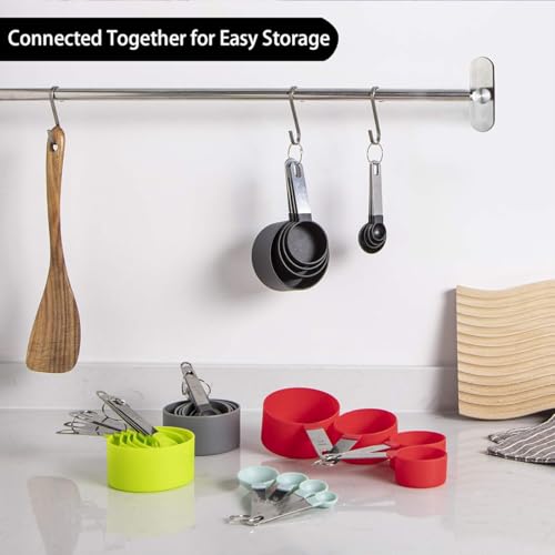 10Pcs Measuring Cups & Spoons Set, Stackable Cups and Spoons, Nesting Measure Cups with Stainless Steel Handle, Kitchen Gadgets for Cooking & Baking (Black) - color: Black
