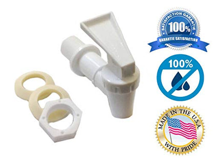 AquaNation BPA Free Replacement Water Cooler Faucet Bottle Jug Ceramic Water Crock Reusable Tap Spout Beverage Lever Pour Dispenser Valve Gravity Water Spigot - Made in USA (1, White) - color: White