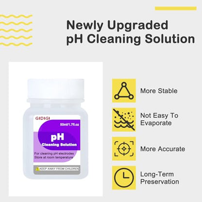 Digital pH Meter for Food and pH Cleaning Solution Pocket pH Pen for Fermentation with 4 * 50ml Cleaning Solution and pH Calibration Kits