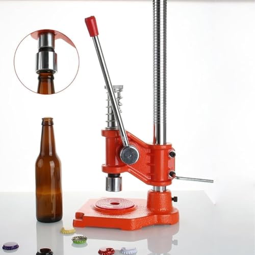 Manual Beer Capping Machine, Bottle Cap Pressing Machine with 26Mm Round Bottles Caps, High-Efficiency Capping and Adjustable Height Design, No Need Electricity for Homebrew Beer and Soft Drinks,L - size: Large