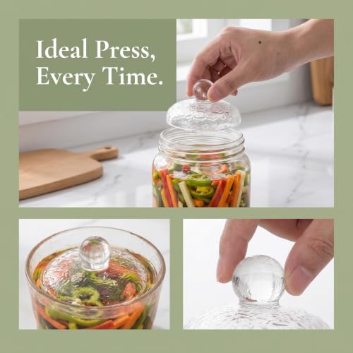 Operitacx Fermentation Glass Weights: Easy Grip Handle Fermenting Weights for Pickling - 229g - 2.87inch Wide Mouth Canning Fermenting Pickling Sourkrout Fermentation - size: 7.30X7.30X5.00CM