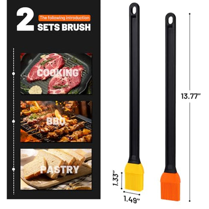 AmoreAngel CRAFTS 14in 2 Tone Silicone Basting Brush, Non-Slip Long Handle | This brush is ideal for high‑heat cooking BBQ, grilling, roasting as well as everyday saucing, egg washing, and basting