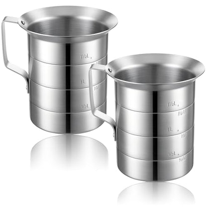 2 Pcs 2 Quart Aluminum Measure Cup Silver Metal Measuring Pitcher with Easy to Read Graduated Marking Handle Pouring Spout Kitchen Baking Tool for Liquid Flour Rice Sauce Measuring - size: 2 Quart