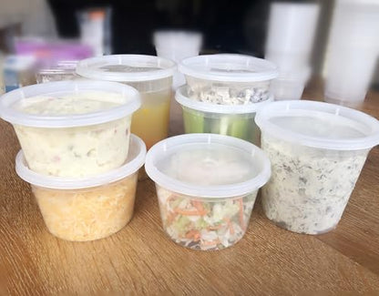 24oz [24-Pack] Microwavable Plastic Deli Food Storage Containers with Lids | BPA Free, leak-resistant, stackable and freezer-safe design helps keep food fresh and secure - size: 24 oz - 24 Pack