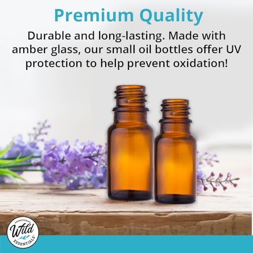 mEssentials 24 Pack of 10ml Amber Glass Bottles with Euro Dropper Caps - Great for Essential Oils, Perfumes and DIY Aromatherapy - Easy to Fill, Clean and Reuse - Protective and Durable - size: 10ml pack of 24