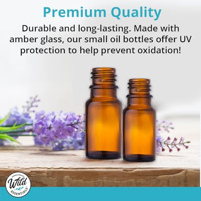 mEssentials 24 Pack of 10ml Amber Glass Bottles with Euro Dropper Caps - Great for Essential Oils, Perfumes and DIY Aromatherapy - Easy to Fill, Clean and Reuse - Protective and Durable - size: 10ml pack of 24
