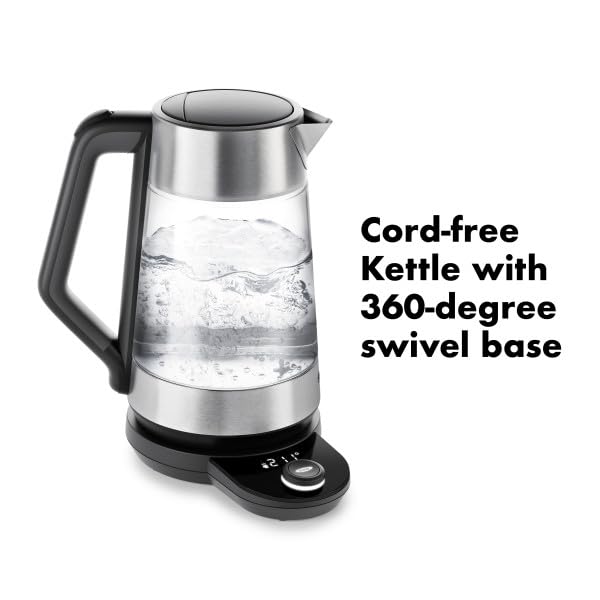 OXO Brew Adjustable Temperature Kettle, Electric Kettle, Glass and Stainless Steel, Holds Temperature for 30 Minutes