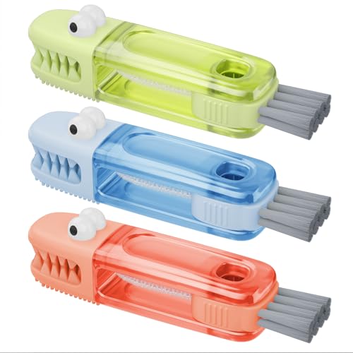 3 in 1 Cup Lid Gap Cleaning Brush Set, Multifunctional Bottle Cleaning Brush, Silicone Cup Lid Gap Cleaner, Home Kitchen Crevice Cleaning Tools (Multicolored) - color: Multicolored