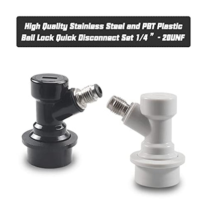 PERA Corny Keg Quick Disconnect CO2 Ball Lock with Swivel Nut and Worm Clamps for Cornelius Keg Home Brewing