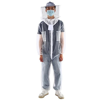 Aramox Beekeeping Suit Nylon Mesh Beekeeping Clothes XL One Piece with Round Veil Breathable Lightweight Easy Wear for Inspection Bee Yard Work Beginner and Beekeeper (L)