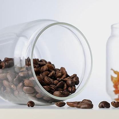 Glass Jar with Lid, Airtight Food Storage Containers Glass Set for Coffee Beans| Sugars| Candy, 4 Pack - color: 15oz+25oz*2